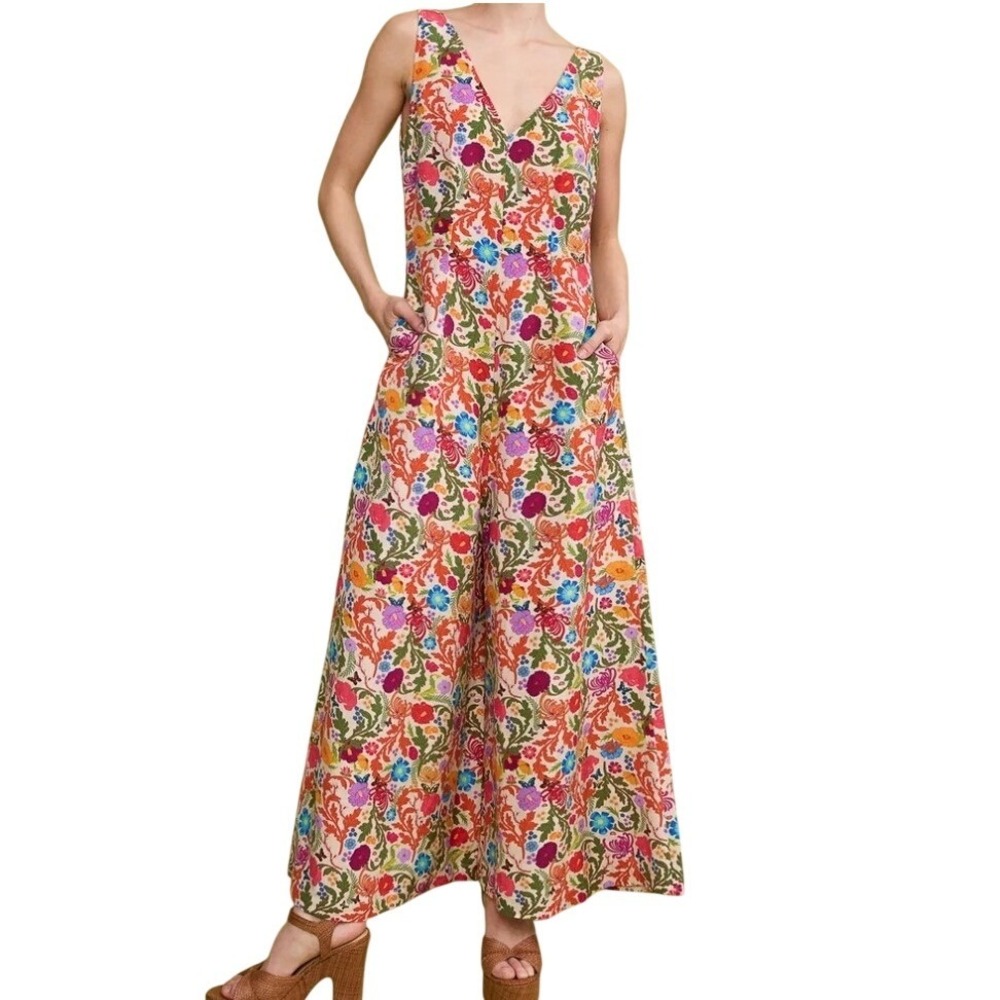 Mixed by Nasrin NWT Wide Leg Linen Jumpsuit in Solea Boho Floral Lagenlook XL